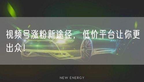 视频号涨粉新途径，低价平台让你更出众！