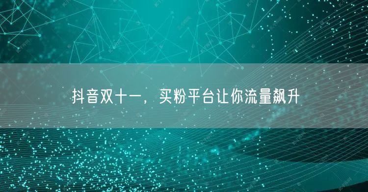 抖音双十一，买粉平台让你流量飙升